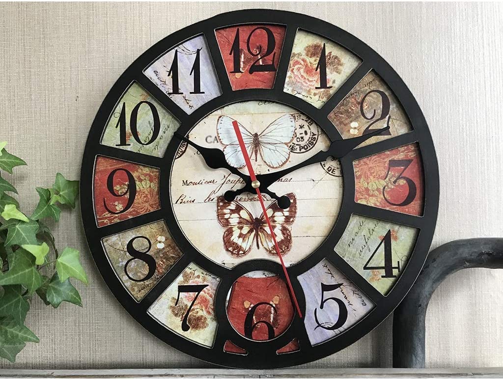 Horloge murale silencieuse pour salon évitant le bruit du tic tac avec bois rétro