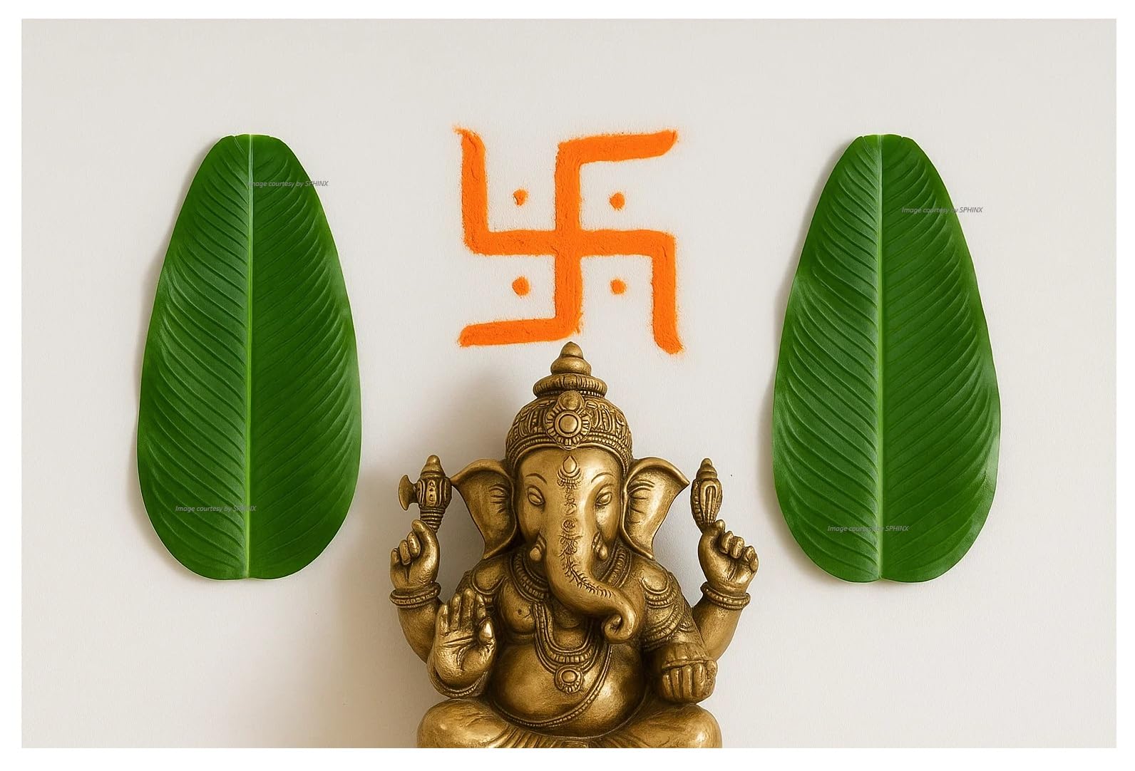 SPHINX Artificial Banana Leaves for Pooja, Haldi, Mehndi, Wedding, Festival, Home Decor, Backdrop, Table Placemat, Reusable Faux Banana Leaf, Tropical Theme Decoration-Approx 38x19 cms - (2, Green)