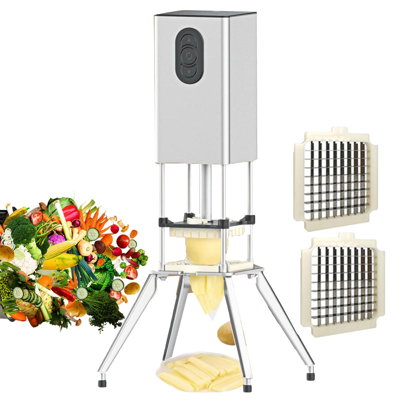 GYKOZY Electric Slicer for Vegetable Potato - Electric French Fry Cutters Machine - Onion Chopper Dicer Stainless Steel Vegetable Chopper - 200W - 9mm/12.2mm Blade - for Commercial and Homes