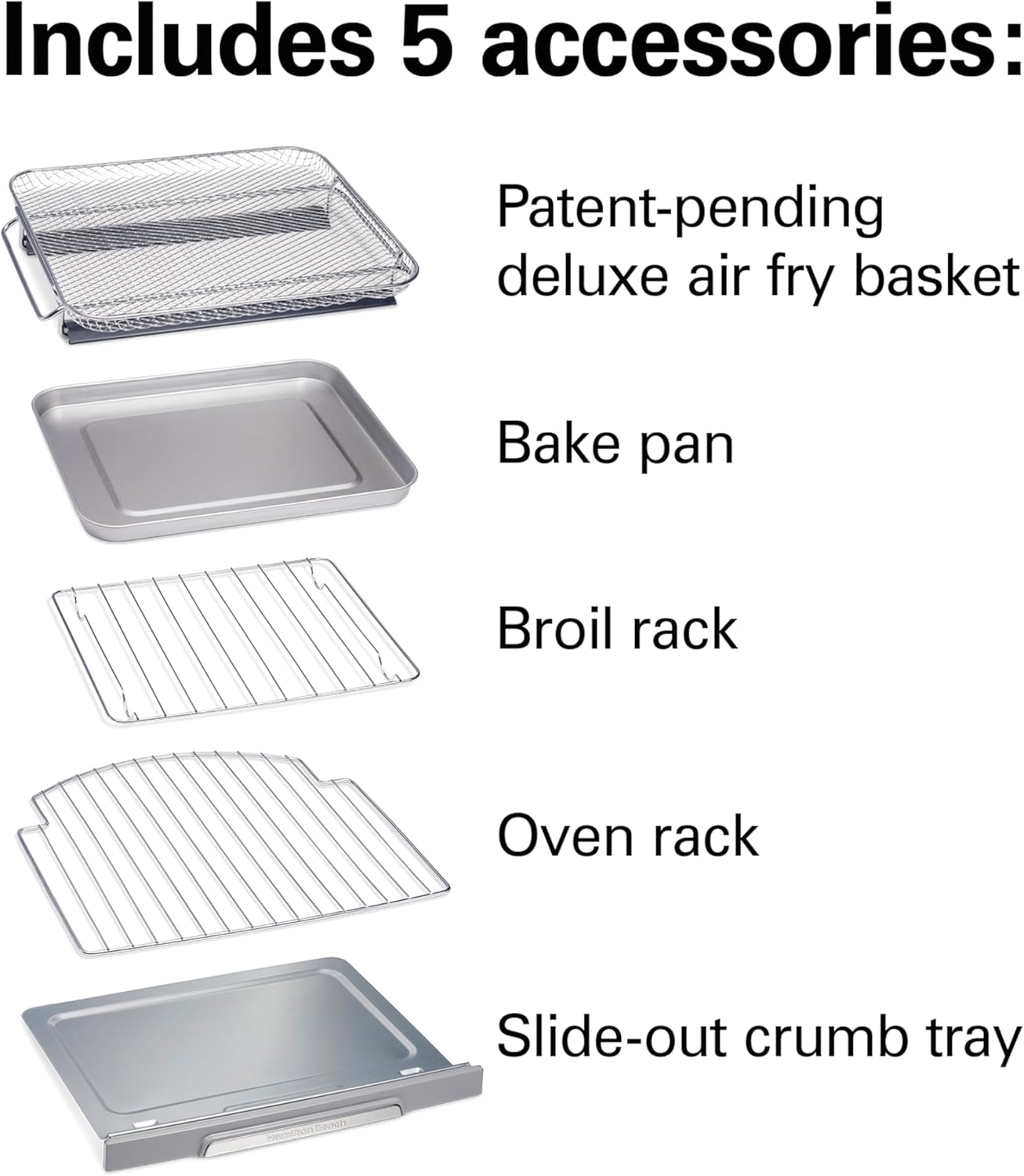Hamilton Beach Quantum Toaster Oven Air Fryer Combo With Large Capacity, Fits 6 Slices Or 12” Pizza, 5 Functions for Convection, Bake, Broil, Stainless Steel (31350)