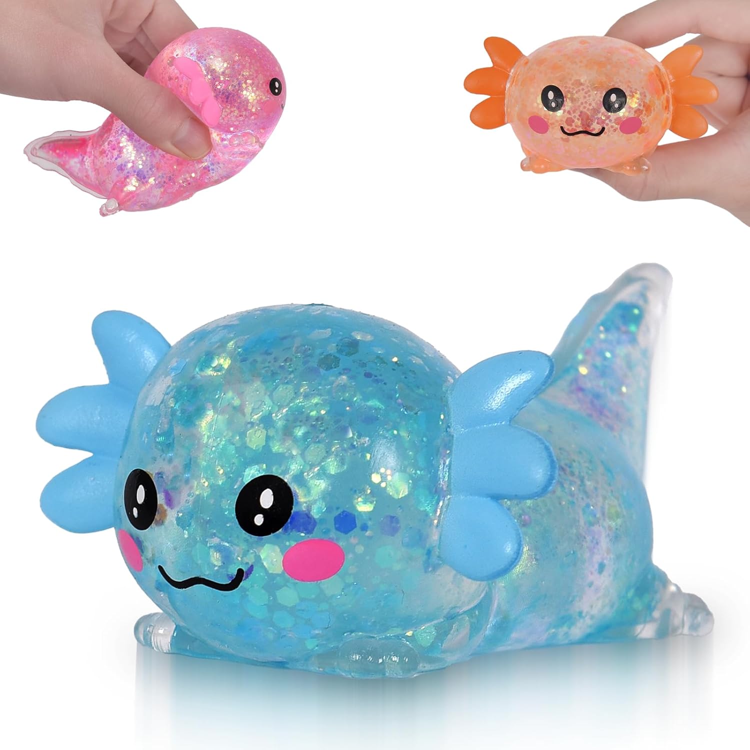 Axolotl Squishy Toy, Cute Slow Rising Fidget Toy for Stress Relief, Soft Squeeze Sensory Toy for Kids and Adults, Handheld Stress Ball for Anxiety and Focus(3color)