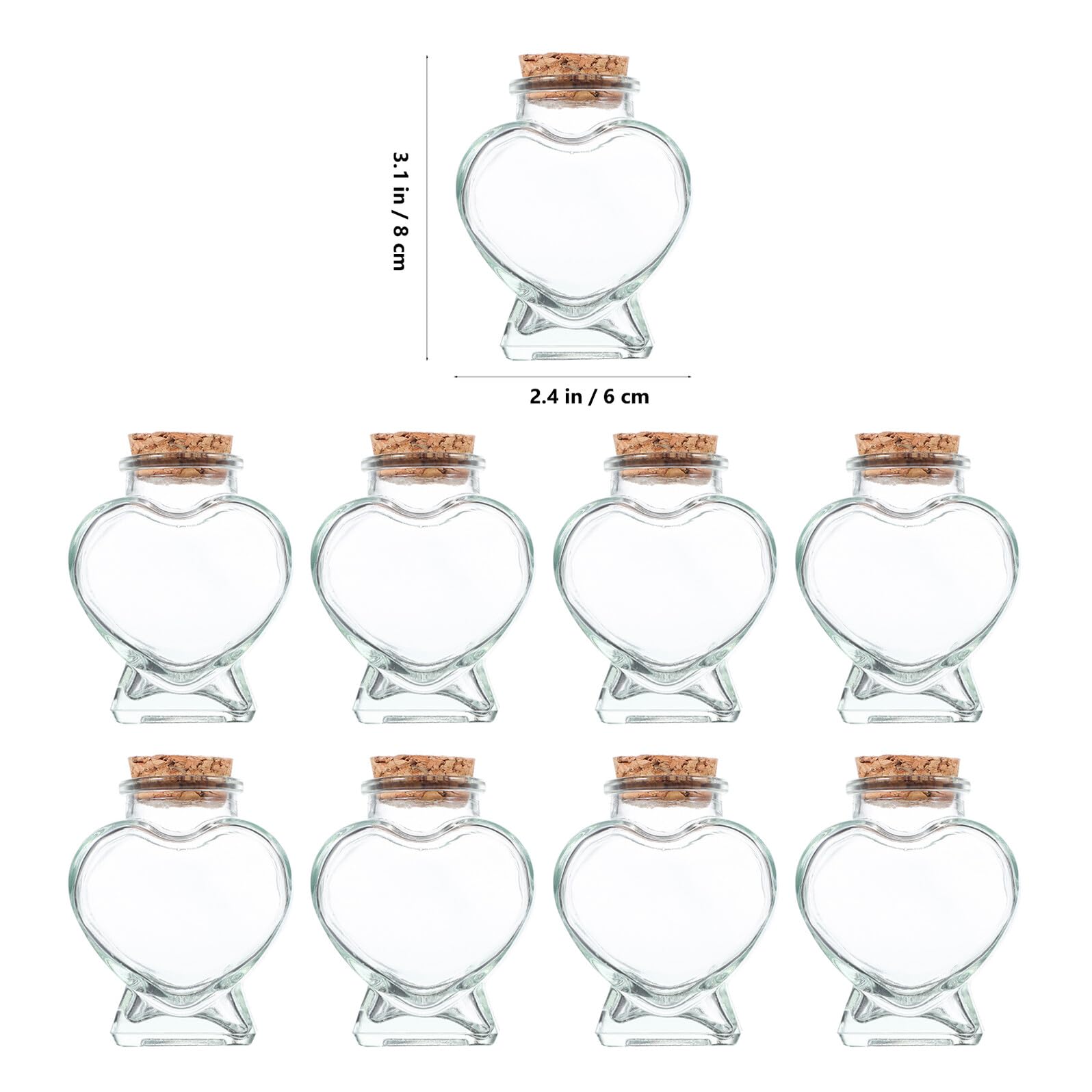 OUNONA 9 Stück Teiliges Herzglasfläschchen mit Korkverschluss Transparente für Origami sterne Nachrichten Süßigkeiten als Hochzeitsdeko Geschenk Aufbewahrung