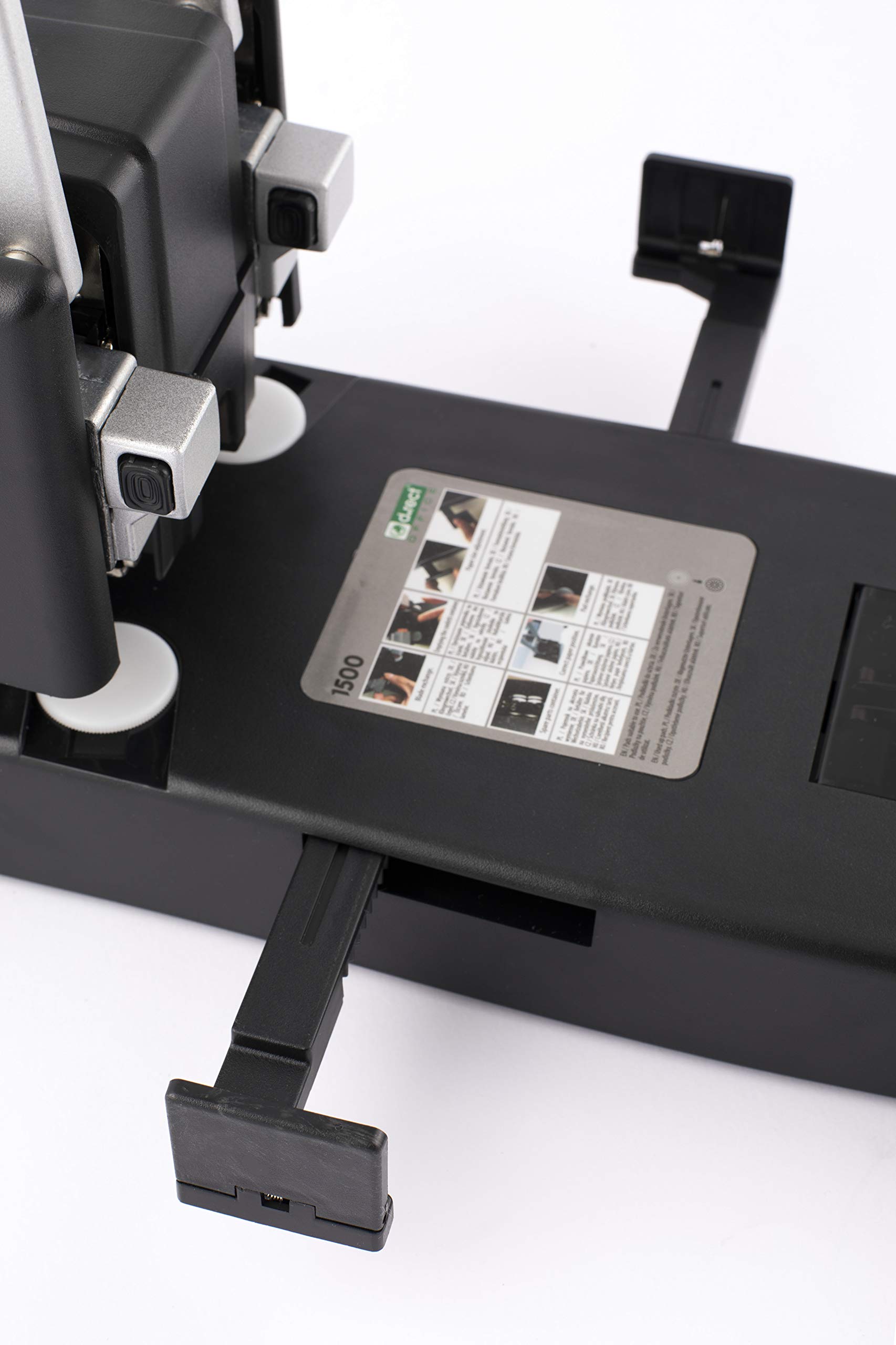 D.RECT 1500 - Perforadora manual de papel de 2 agujeros | 150 hojas capacidad | Color negro