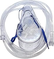 Westmed #0370 Medium Concentration Oxygen Mask Adult 5-Pack with 7' Kink-Resistant Tubing & Ear Loops