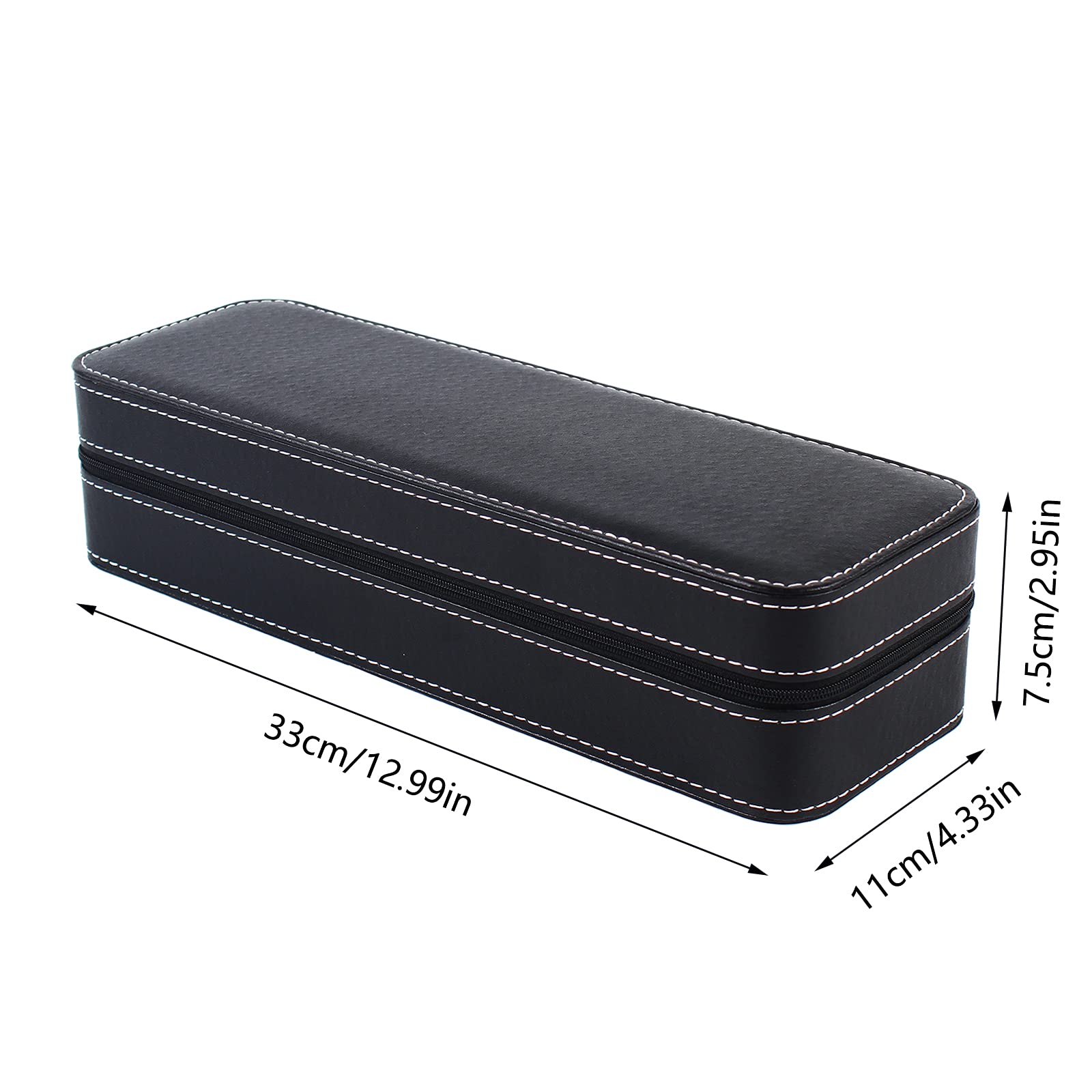Genérico Caja De Reloj Portátil, Almacenamiento De Viaje Impermeable, Orizador De Joyas Multifuncional, Caja De Reloj De Cuero, Almacenamiento Personalizado (13 * 4.3 * 2.95inch)