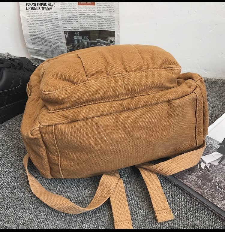 Miniatura 9 de Mochila de lona espaciosa moda vintage al aire libre viaje portátil mochila, Marrón, Classic