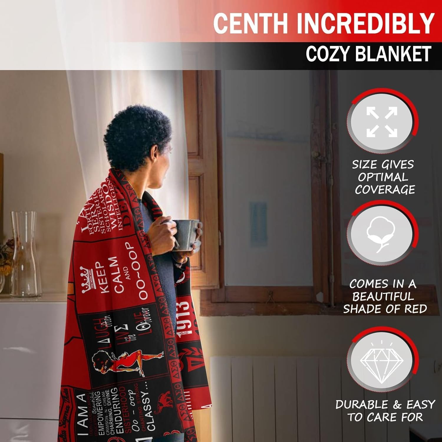 Sisterhood Blanket for Black Women – Empowerment Throw Blanket 60"x80" – Inspirational Gifts for African American Women, Friends, Daughters, Coworkers – Soft Fleece, Warm & Cozy