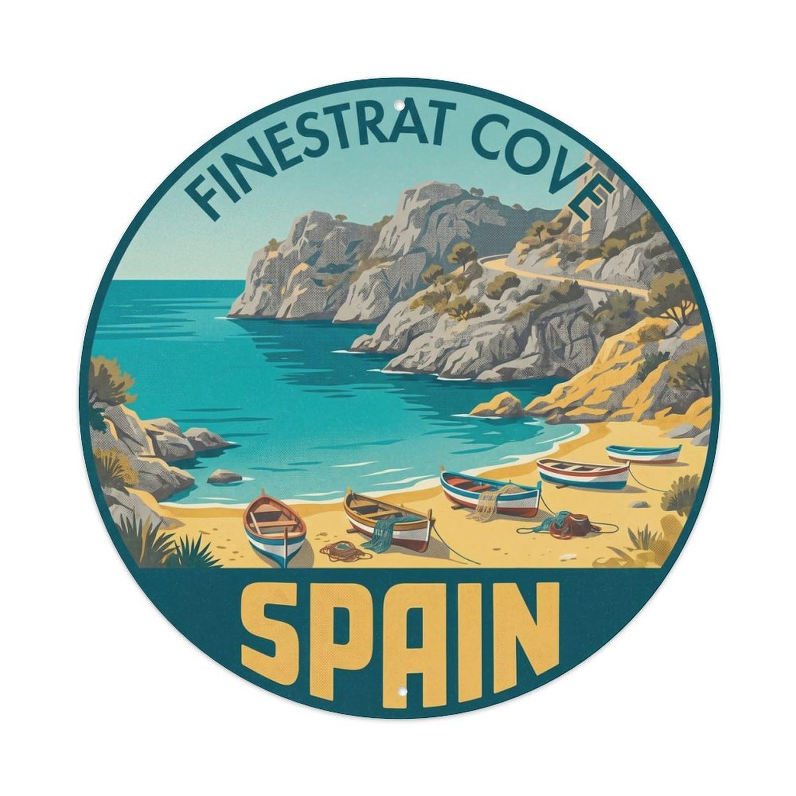 Benidorm Finestrat Cove Spain Cultural Travel Metal Tin Sign