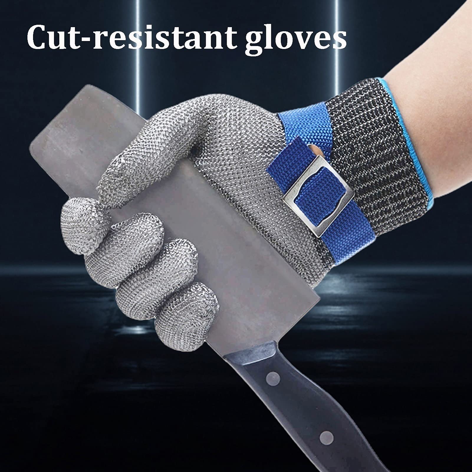 WXYZ Guantes Anticortes Guantes resistentes al corte de acero inoxidable de alta resistencia, guantes de trabajo de seguridad de alambre de acero de malla, antideslizantes y resistentes a los apuñalad