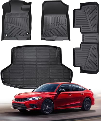 Alfombrillas de piso para auto para Honda Civic 20222025, 2026 Sedán (No para Hatchback e Híbrido), Forros de Piso de TPE Antideslizantes para Todo