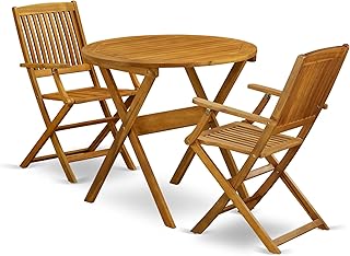 East West Furniture MNCM3CANA 3 Piece Folding Patio Bistro Sets Outdoor ...