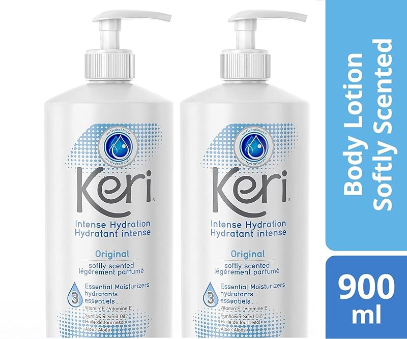 Loção corporal Keri Original com fragrância suave, 900 mL, pacote com 2
