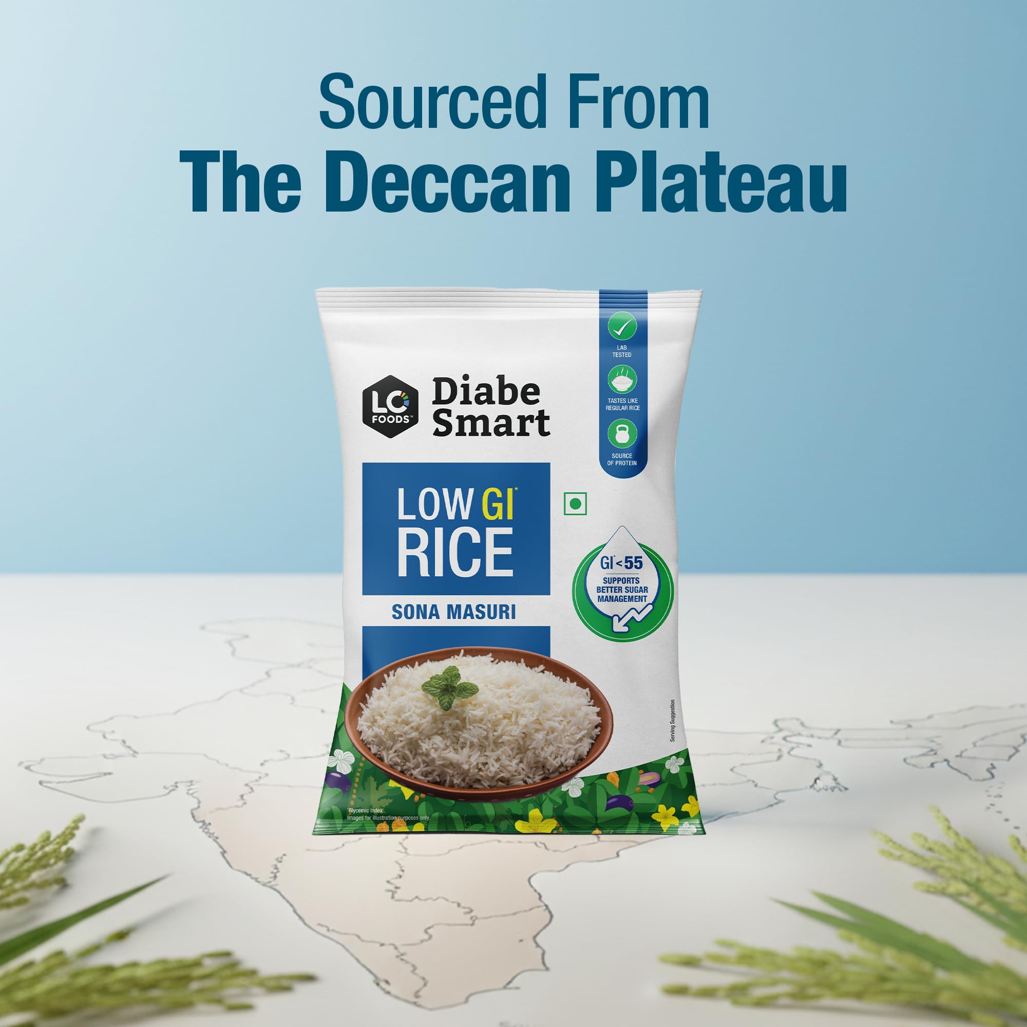 DiabeSmart Premium Diabetic Rice 10kg, Tested Low GI Rice For Diabetic, Sugar Free Rice To Manage Blood Sugar Level, Sona Masoori Rice, Healthy Low Carb Brown Rice equivalent, Diabetes Food Products 3