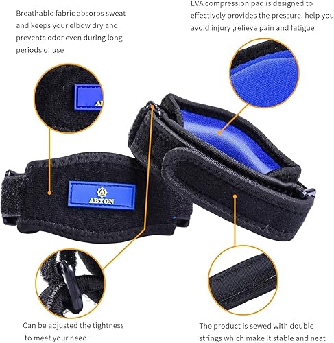 Miniatura 4 de ABYON Soporte de codo de compresión, 1 funda de compresión + 2 coderas de tenis para hombres y mujeres, alivia el dolor, tendinitis, artritis, codo