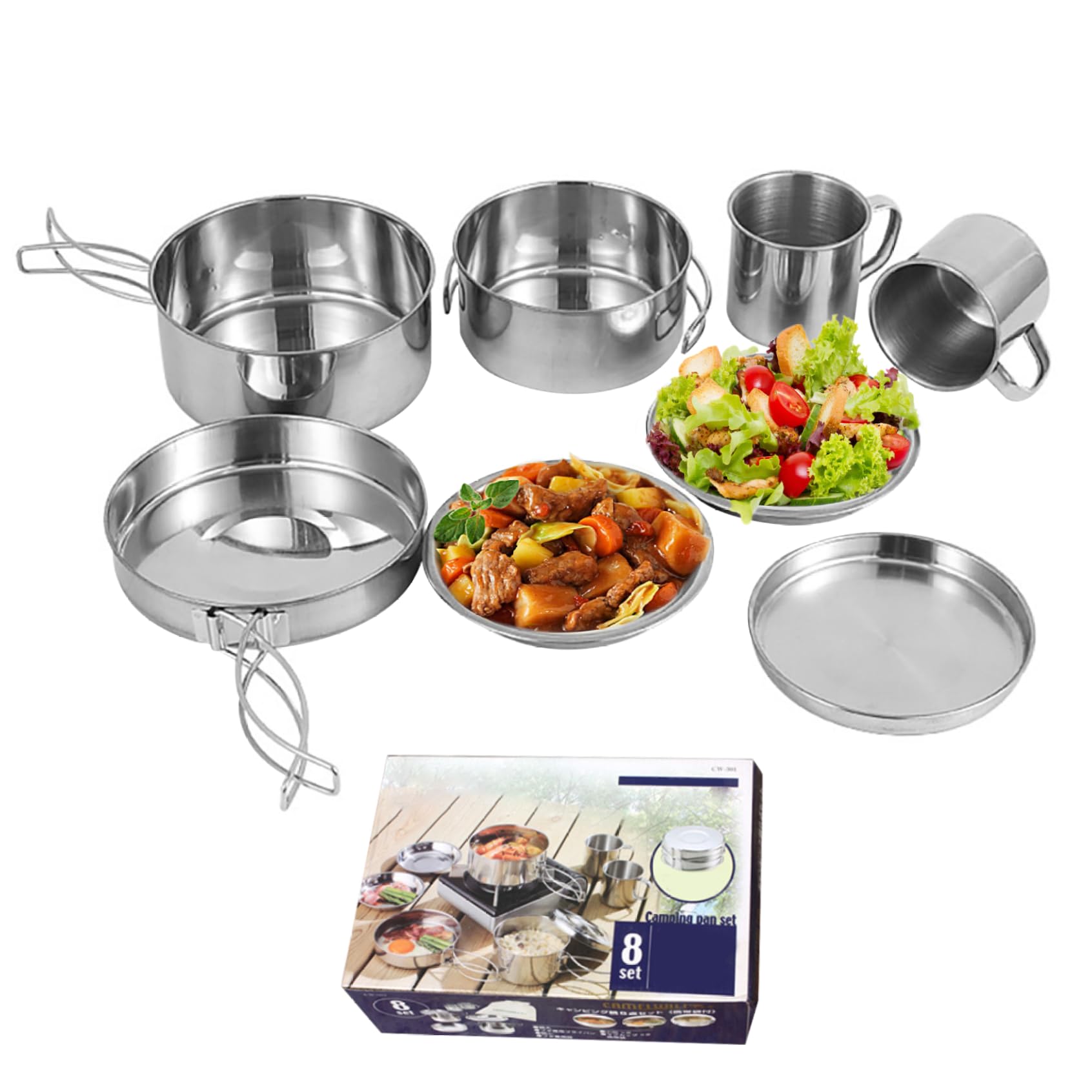 Casseroles Et Poëles De Camping Set De Cuisine Camping 8 Pièces Lixada - Acier Inoxydable - Casseroles, Poêle, Tasses, Assiettes - Sac De Rangement Kit Outdoor Pliable Casseroles Et Poëles De Camping Set De Cuisine Camping 8 Pièces Lixada - Acier Inoxydable - Casseroles, Poêle, Tasses, Assiettes - Sac De Rangement Kit Outdoor Pliable