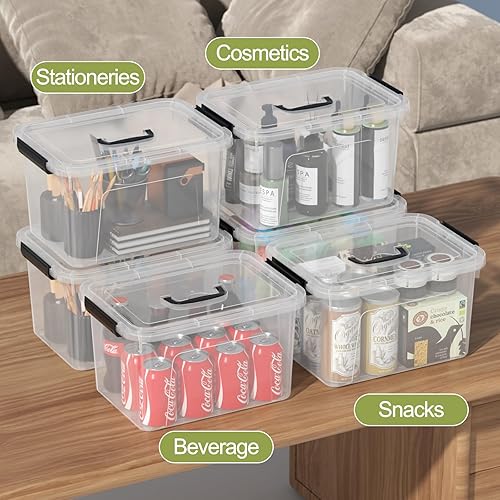 Miniatura 5 de EudokkyNA Contenedores de almacenamiento transparentes de 10 L con tapas cajas de plástico con pestillo juego de 6