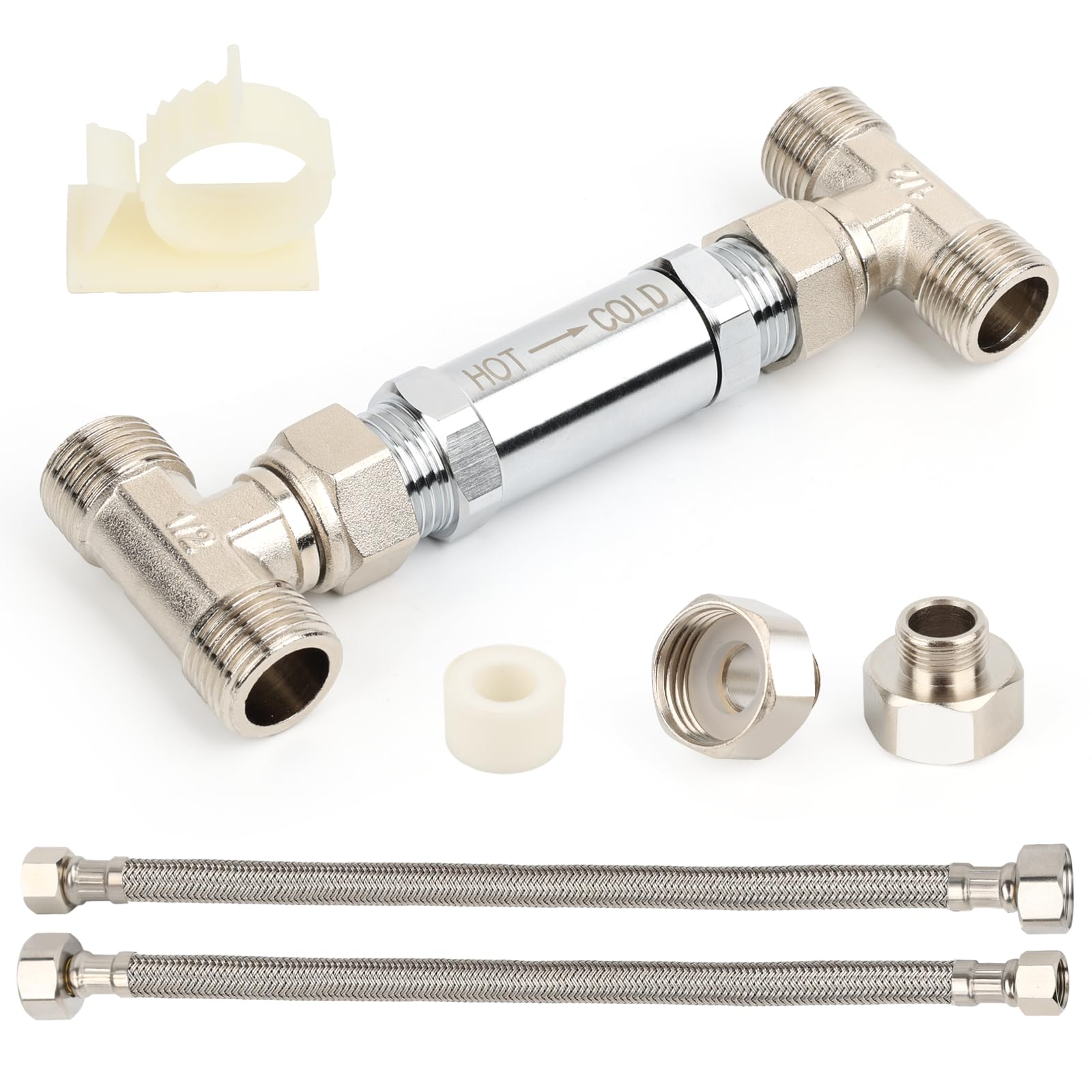 Válvula de sensor de bomba de recirculación de latón con acabado cromado – Repuesto para vatios premier 500800, 500805 y grundfos up Comfort Hot Water Systems – Sustituye a las piezas 595926