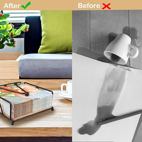 Miniatura 8 de Servilletero de metal para mesa con brazo de peso, servilleteros de papel plano para mesa de cocina con base de madera, dispensador de pañuelos de