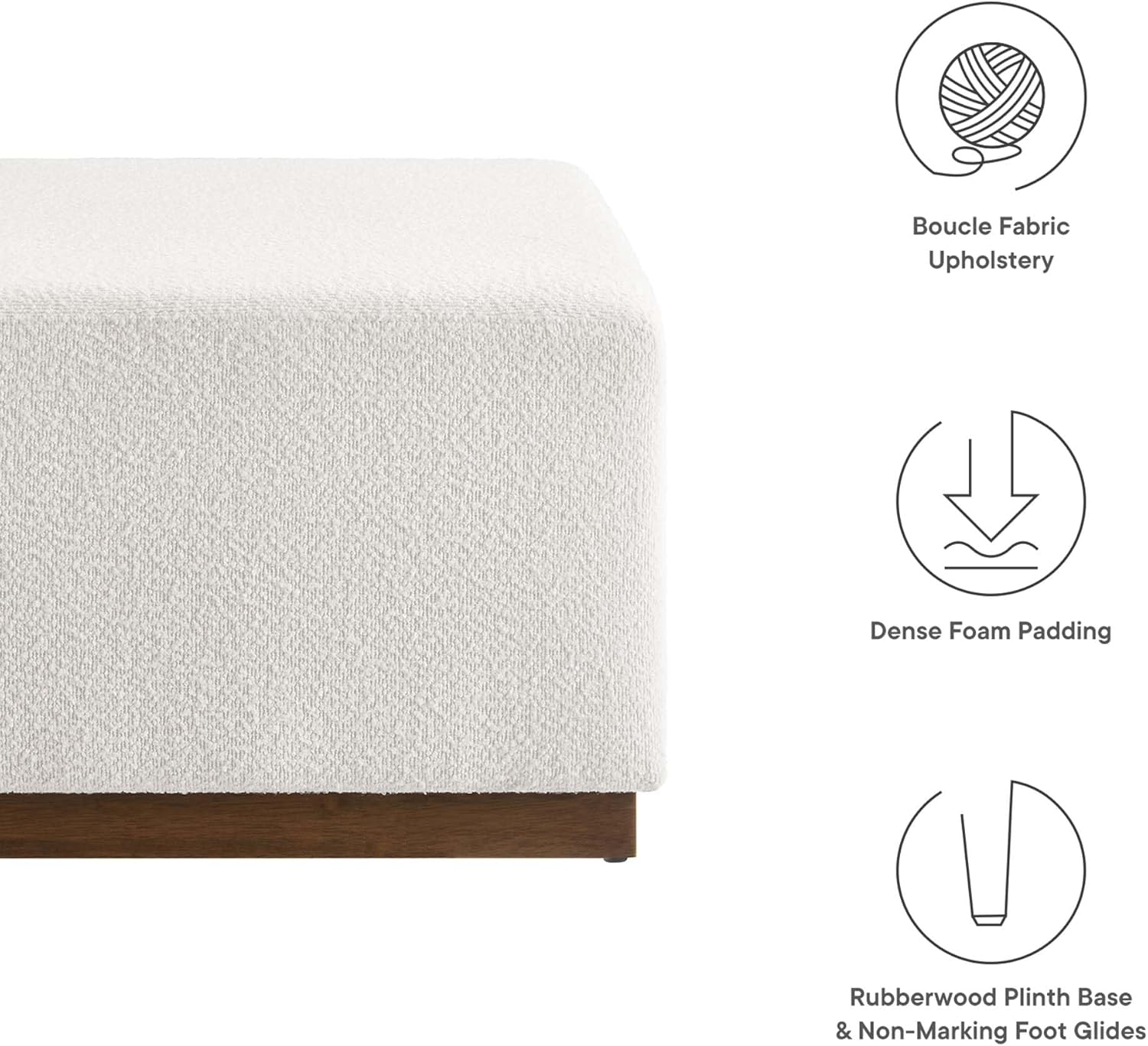 Modway Large 28" Square Boucle Upholstered Upholstered Ottoman