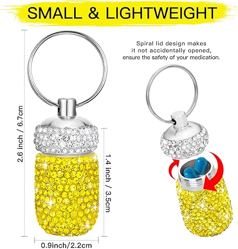 Miniatura 3 de Soleebee Pastillero portátil con llavero brillante, organizador de píldoras de viaje pequeño, contenedor de píldoras impermeable al aire libre,