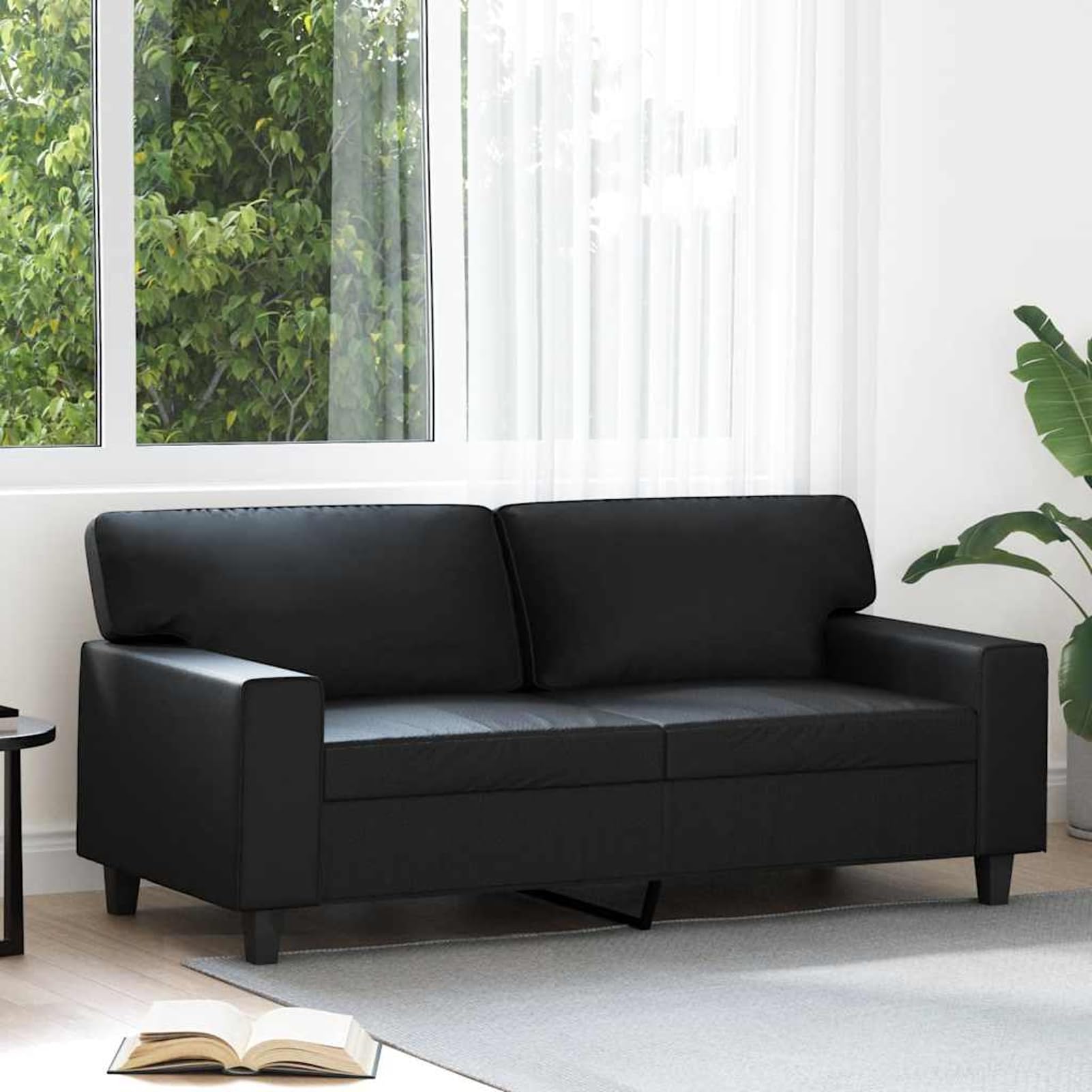 Gecheer Divano a 2 Posti Nero 140 cm in Similpelle