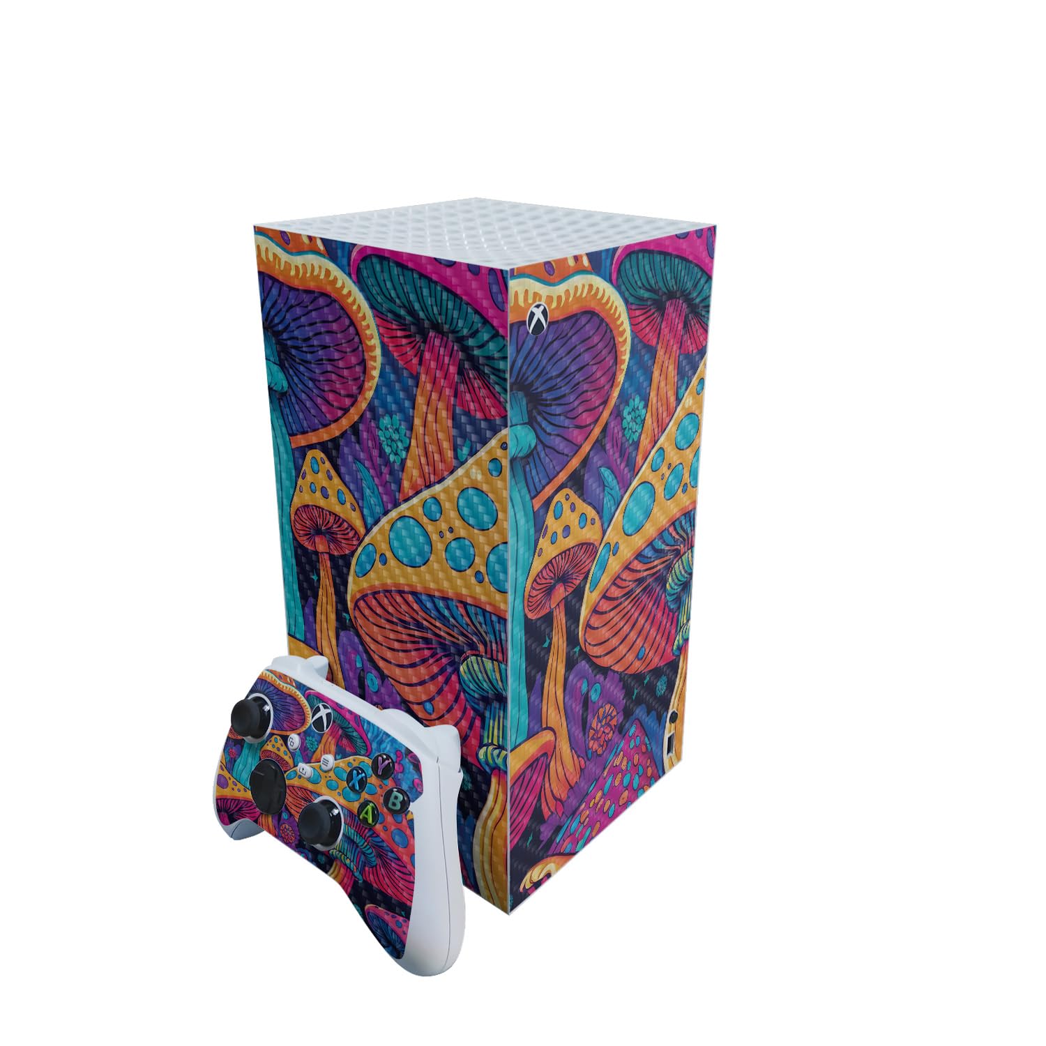 Carbon Fiber Gaming Skin Compatible with Microsoft Xbox Series X Digital Edition Bundle - Mushrooms - Premium 3M Vinyl Protective Wrap Decal Cover - Easy to Apply | Crafted in The USA by MightySkins