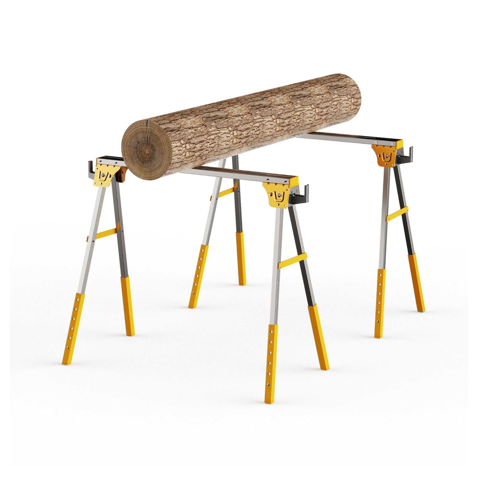 Foldable Metal Wood Working Bench with 30-34 inch Adjustable Legs, Heavy Duty Steel Pro Bench Sawhorse 2 Pack