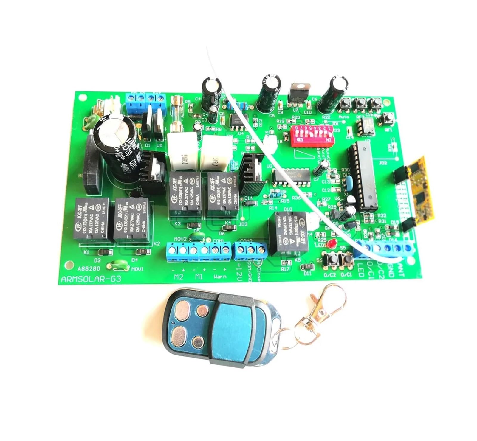 Placa PCB de 150kg y 12V CC for Panel de Control de abridor de puerta abatible automático de dos brazos Avidsen, Motor (control remoto opcional) (Size : With 4 remotes)
