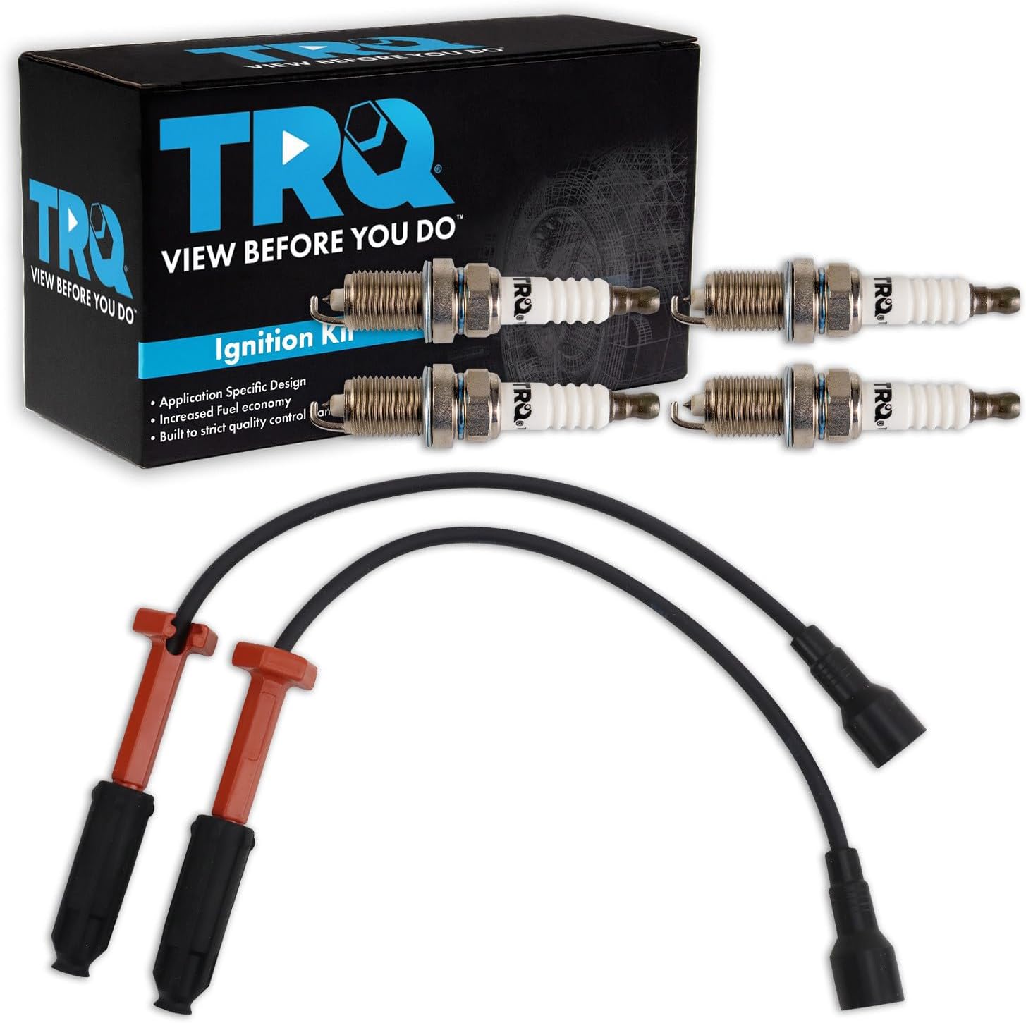 TRQ Spark Plug Kit 5 Piece Spark Plug Wire Set Iridium Spark Plugs Compatible with 1998-2000 Mercedes-Benz SLK230 2000 C230