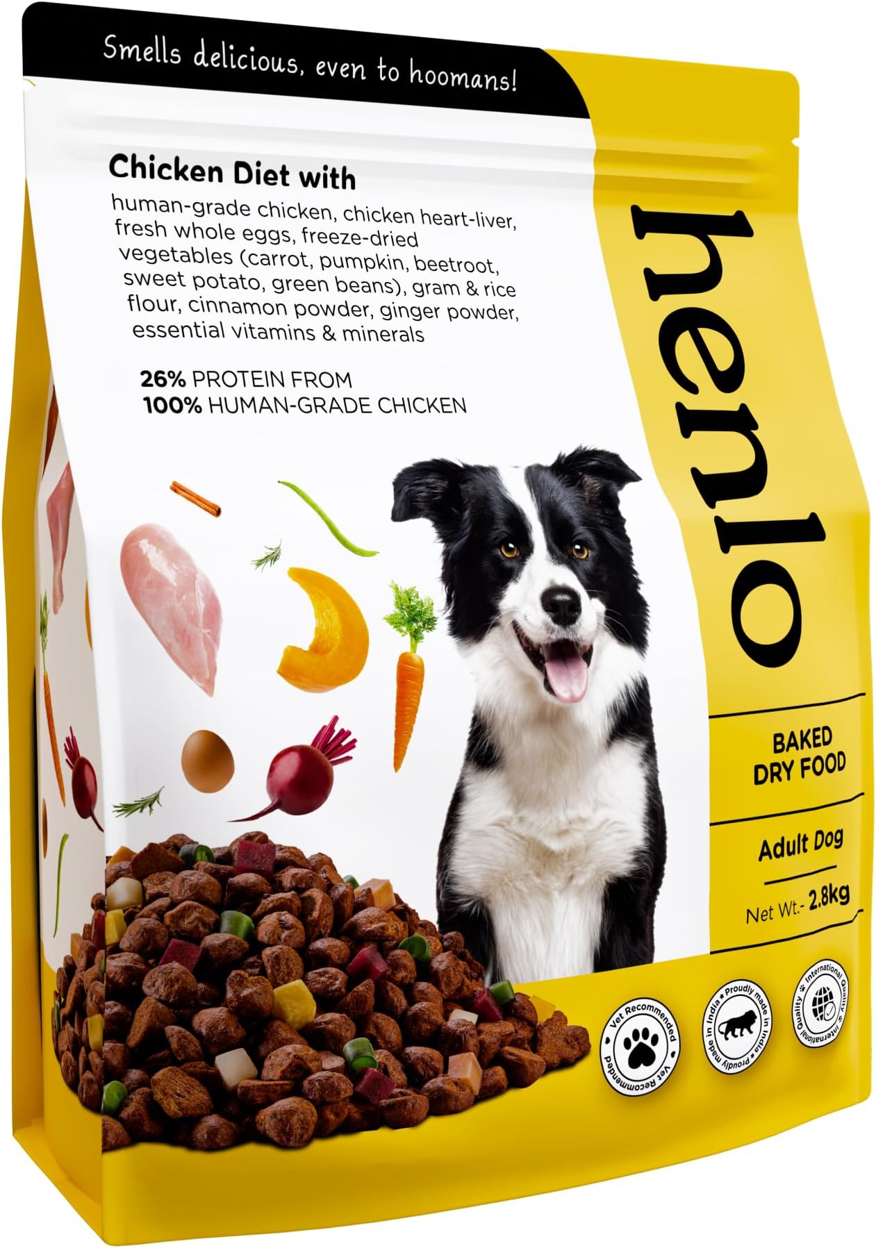 Baked Dry Dog Food for Adult Dogs | 2.8 KG | 100% Human-Grade Ingredients | Nutritionally Balanced Healthy Dog Food | Chicken Flavour | Suitable for All Breeds