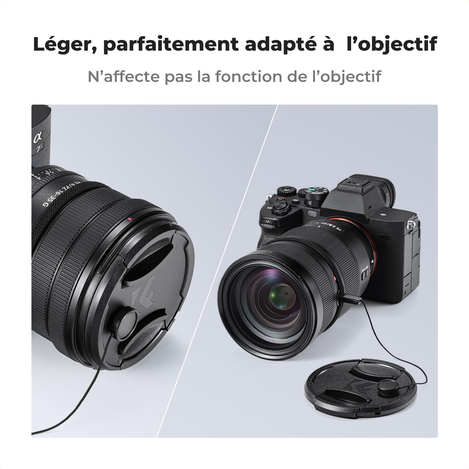 K&F Concept 6 Pièces Élastique pour Bouchon Courroie Lens Cap Keeper + Chiffon de Nettoyage Compatible avec Objectif Appareil Photo Canon Nikon Sony Olympus Fujifilm Pentax Panasonic Leica