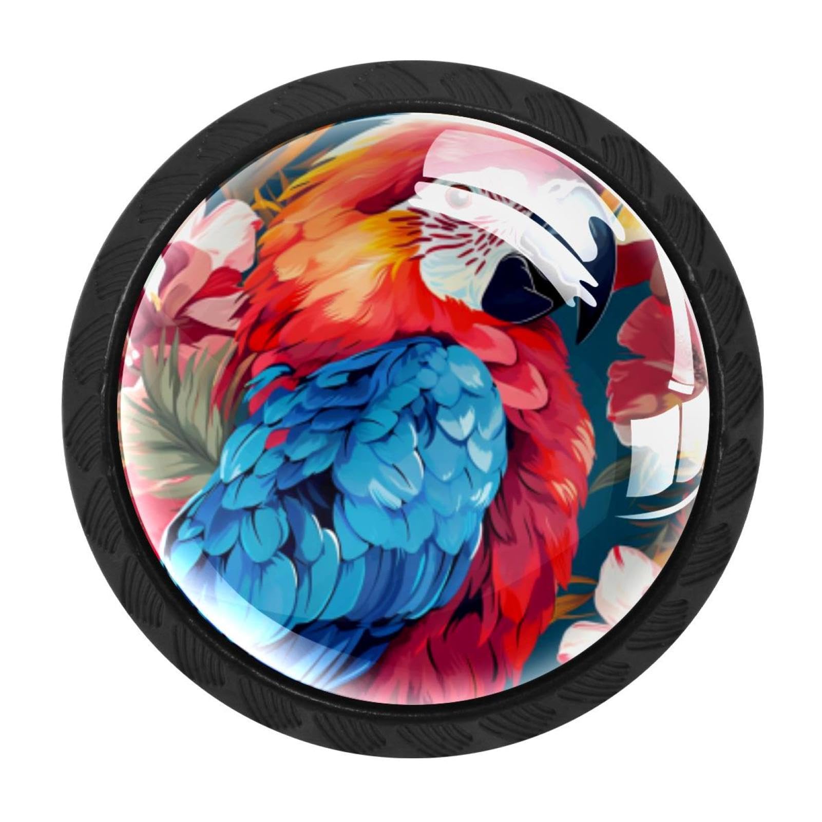 CHENZZZZ Parrot Drawer Knobs 4 Pack Crystal Dresser Knobs 35mm Glass Cabinet Knobs for Home Office Bathroom