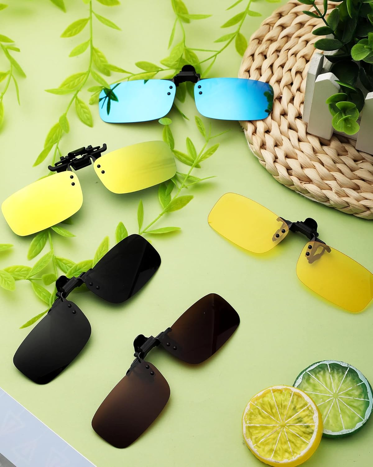 Frienda 5 Pairs Polarized Clip On Sunglasses Rimless Flip Up Anti Glare Driving Glasses - Image 7