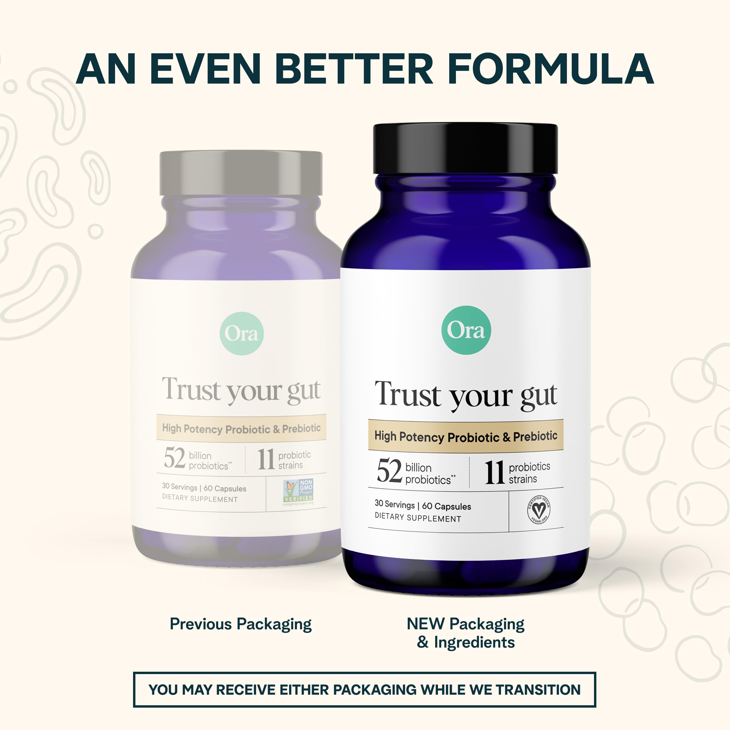 Ora Organic Probiotics with Prebiotics - 52 Billion CFU 11 Clinically Studied Strains for Digestive Health, Trust Your Gut, Gluten Free, 60 Capsules — Amazon image 7