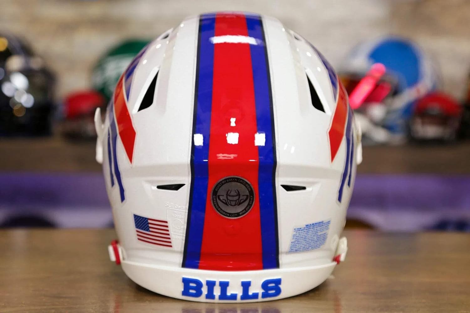 Buffalo Collectible SpeedFlex Helmet - GG Special Edition - with Free USA Flag Decal - Perfect for Sports Fans and Collectors - Green Gridiron