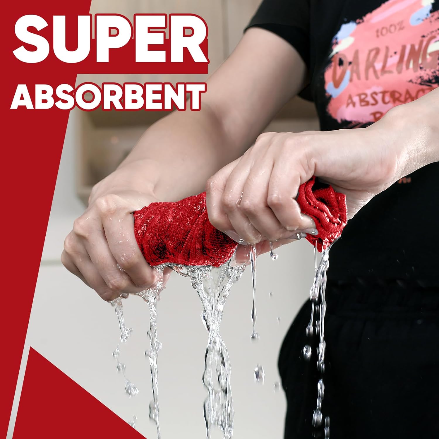 Oven Mitts Kitchen Towels Dishcloths with Pot Holders Sets 12PCS, Dish Towels Sets, Oven Gloves Pot Pads Heat Resistant 500 Degrees with Non-Slip Silicone Surface for Cooking Baking Grilling Red - Image 6