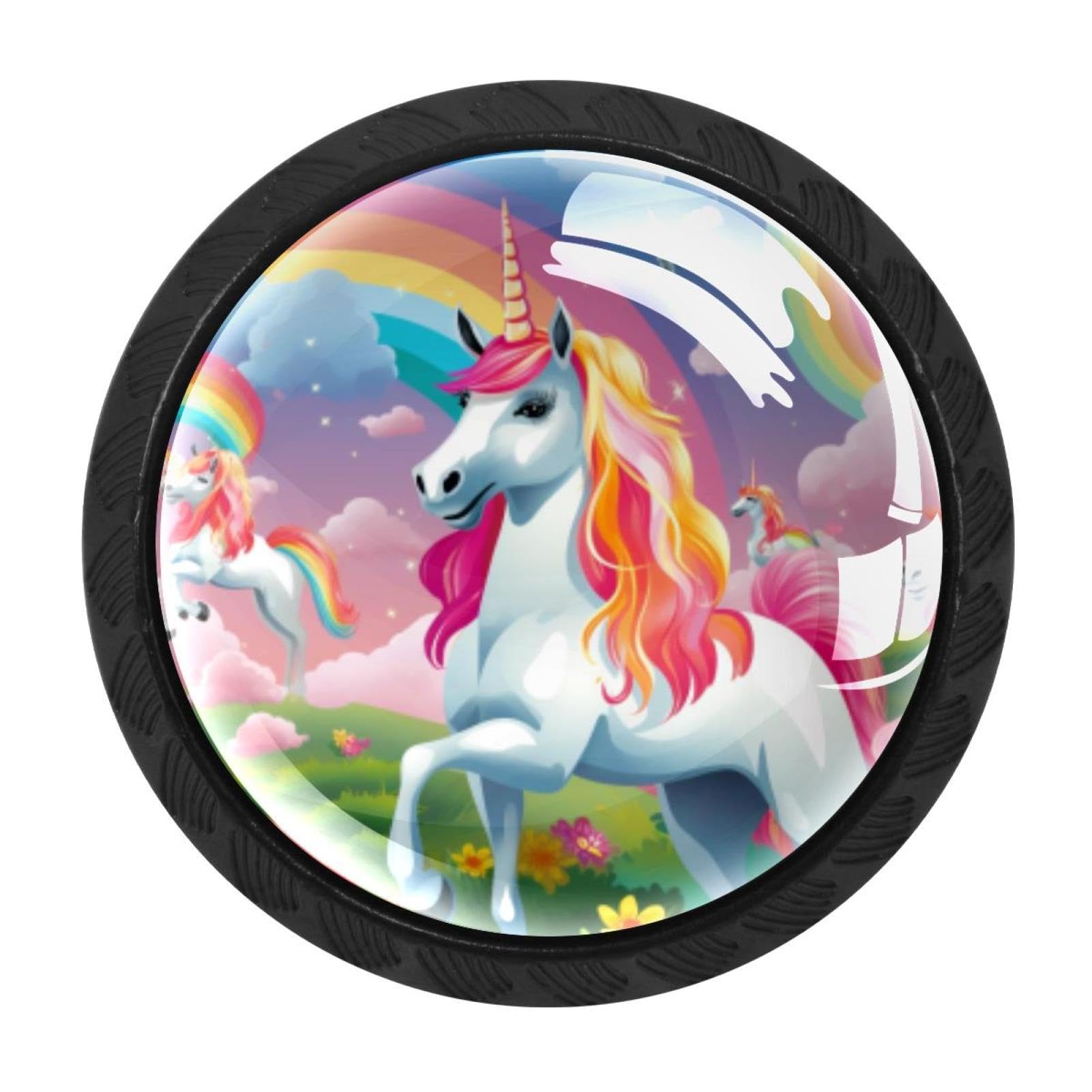 Chenzzzz Multicolored 19 4 Pack Black Rainbow Unicorn Kitchen Handles, Cabinet Pulls Hardware For Cupboard Drawer Knobs Dresser Pulls