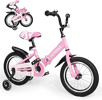 Betterland Folding Kids Bike,14/16/18 Inch Children Bicycle with Training Wheels and Dual Handbrakes Toddler Sport Bicycle for 3-9 Years Old Boys and Girls