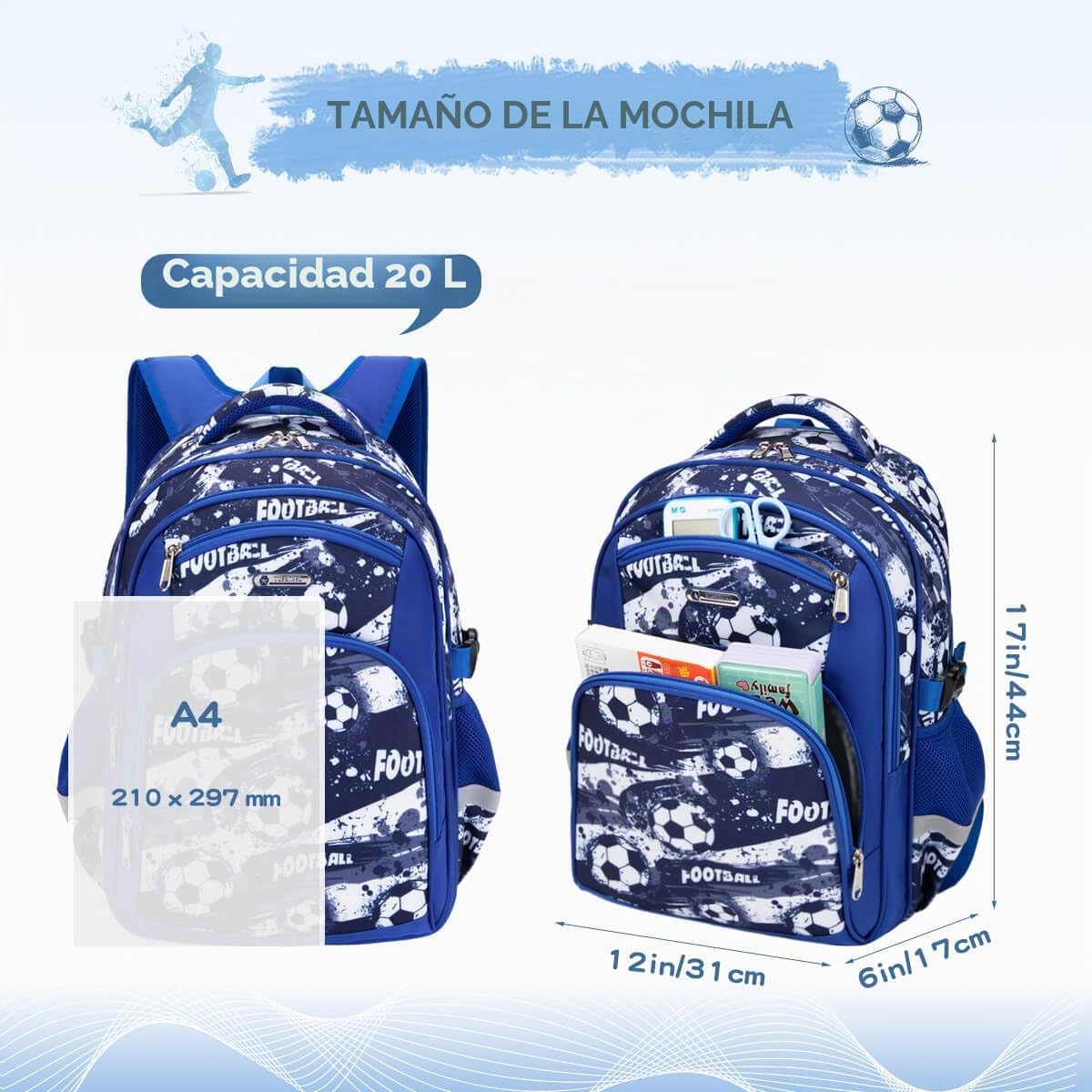 Cusangel Mochila escolar para niñas y niños, 16 pulgadas, mochila escolar de 5 a 10 años, gran capacidad, impermeable, con compartimento para portátil, mochila para niños