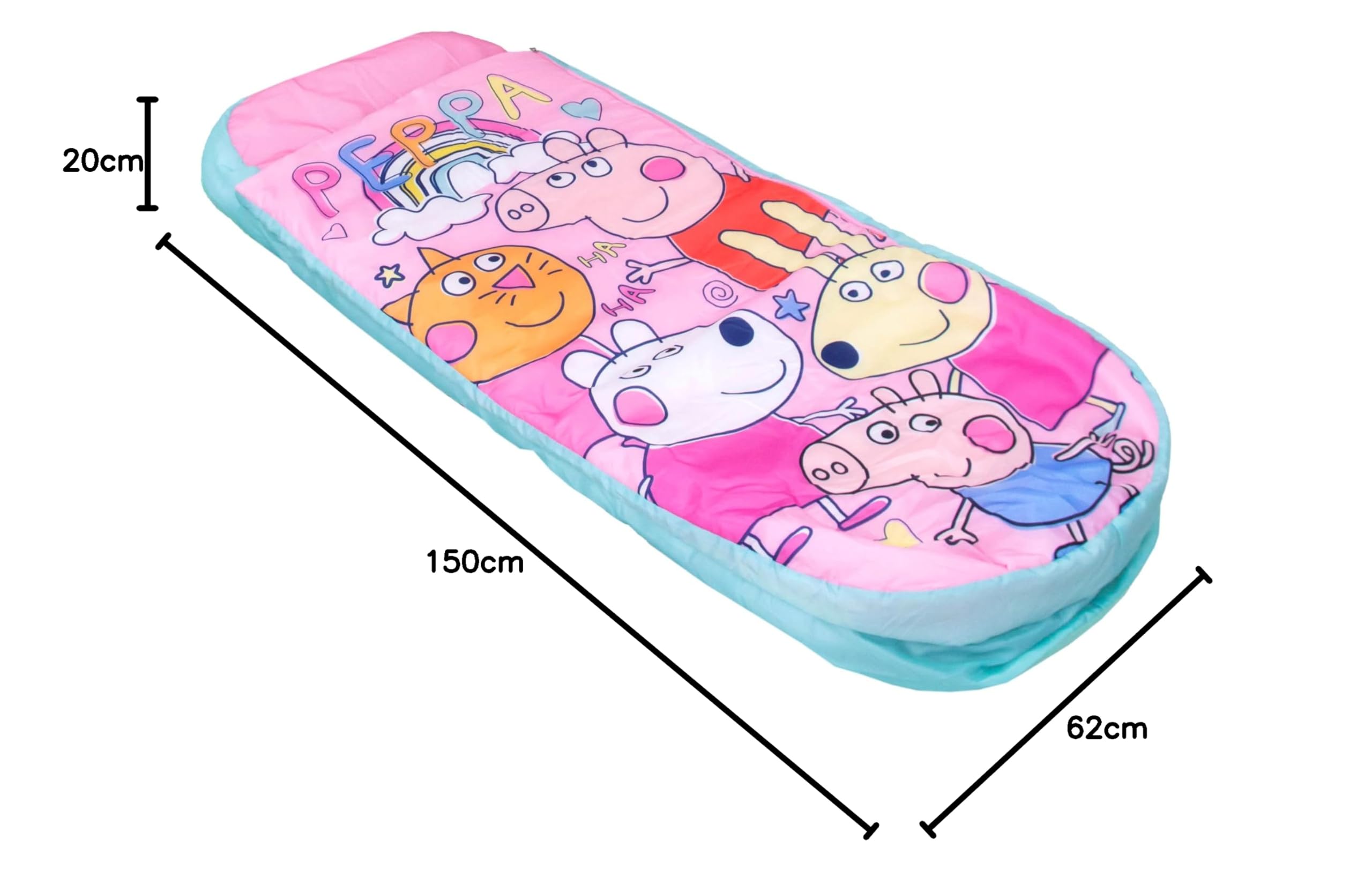 PEPPA PIG Character World and Friends ReadyBed Kids aufblasbares Luftbett und Schlafsack mit Pumpe | Reisematratze für Übernachtungen und Camping oder Zuhause, Rose