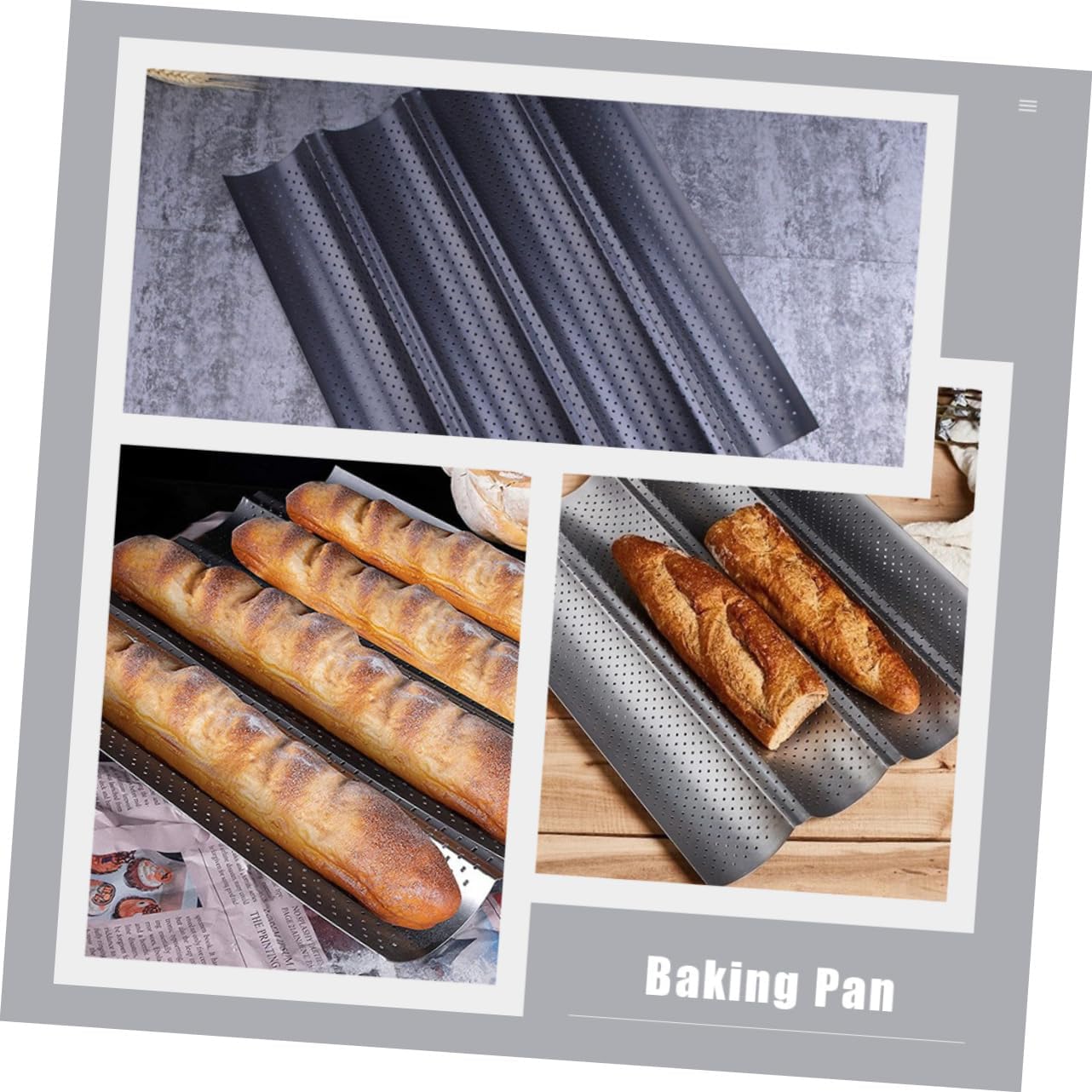 LIFKOME Nonstick Four-Slot French Bread Baking Mold Reusable Kitchen Bakeware for Home Baking
