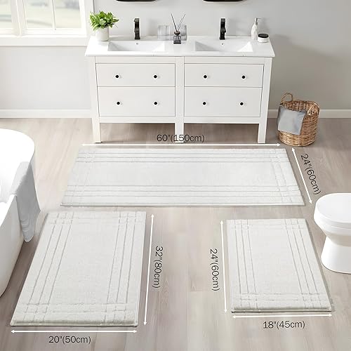 Miniatura 2 de Tapetes de baño blancos, tapetes de baño pequeños para baño, antideslizantes, de felpa suave, peluda, lavable para bañera y ducha, 18 x 24 pulgadas