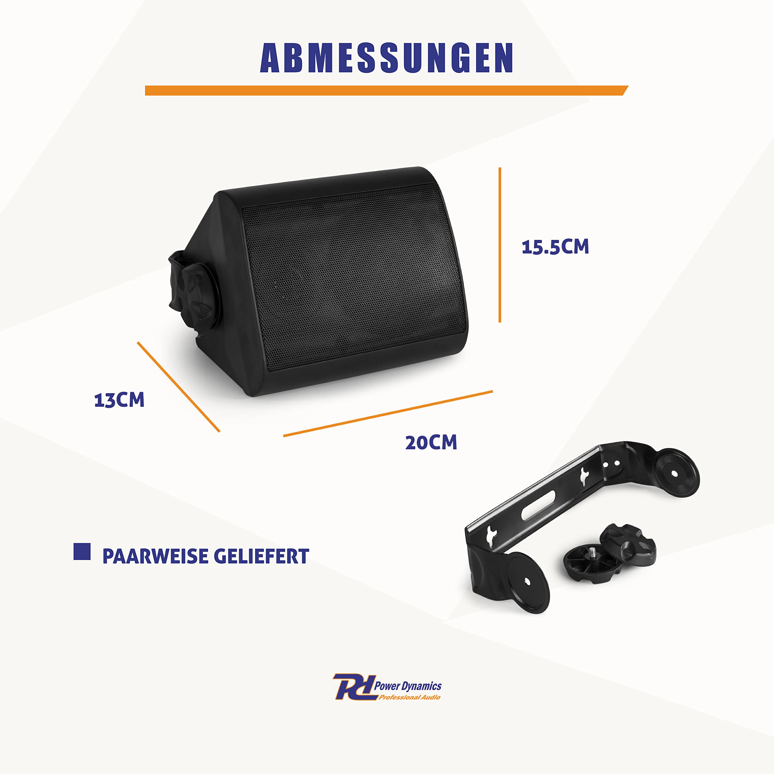 Power Dynamics BGO40 - Lautsprecher Boxen - 2er Set - 100 Watt - 2-Wege In- und Outdoor Wandlautsprecher für die Festmontage an Wand und Decke - Boxen Set für Zuhause, Gastro, Bars - Schwarz