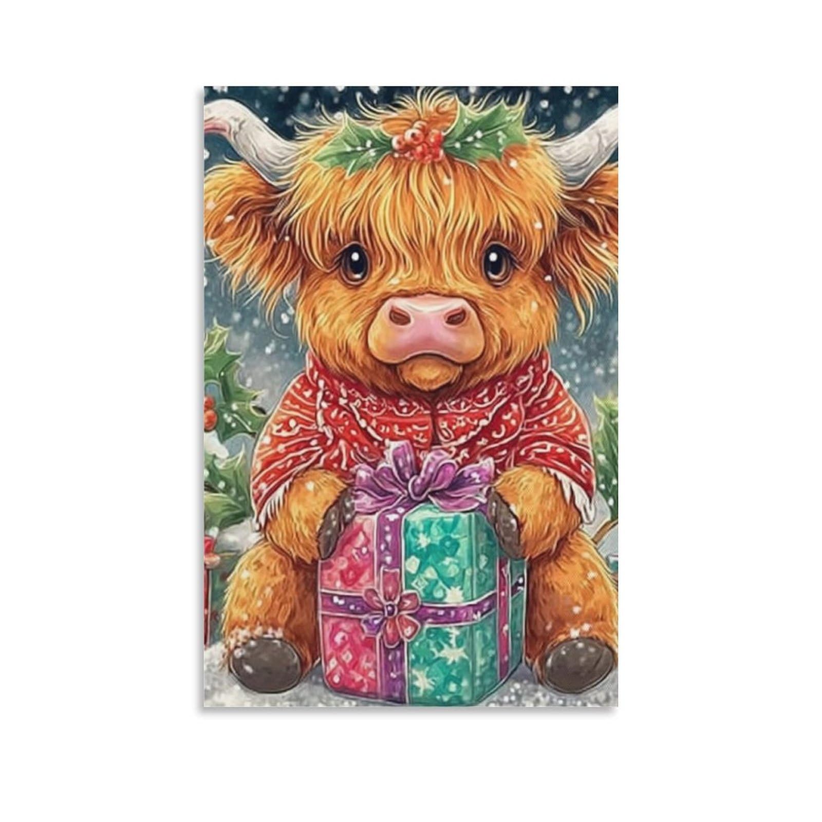 Cuadros decoracion gato de Navidad impresiones lienzo para dormitorio 6