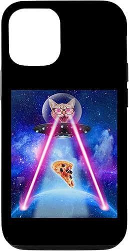 iPhone 13 Pro Alien Space Cat Laser Eyes On UFO Hunt Pizza In The Galaxy Case