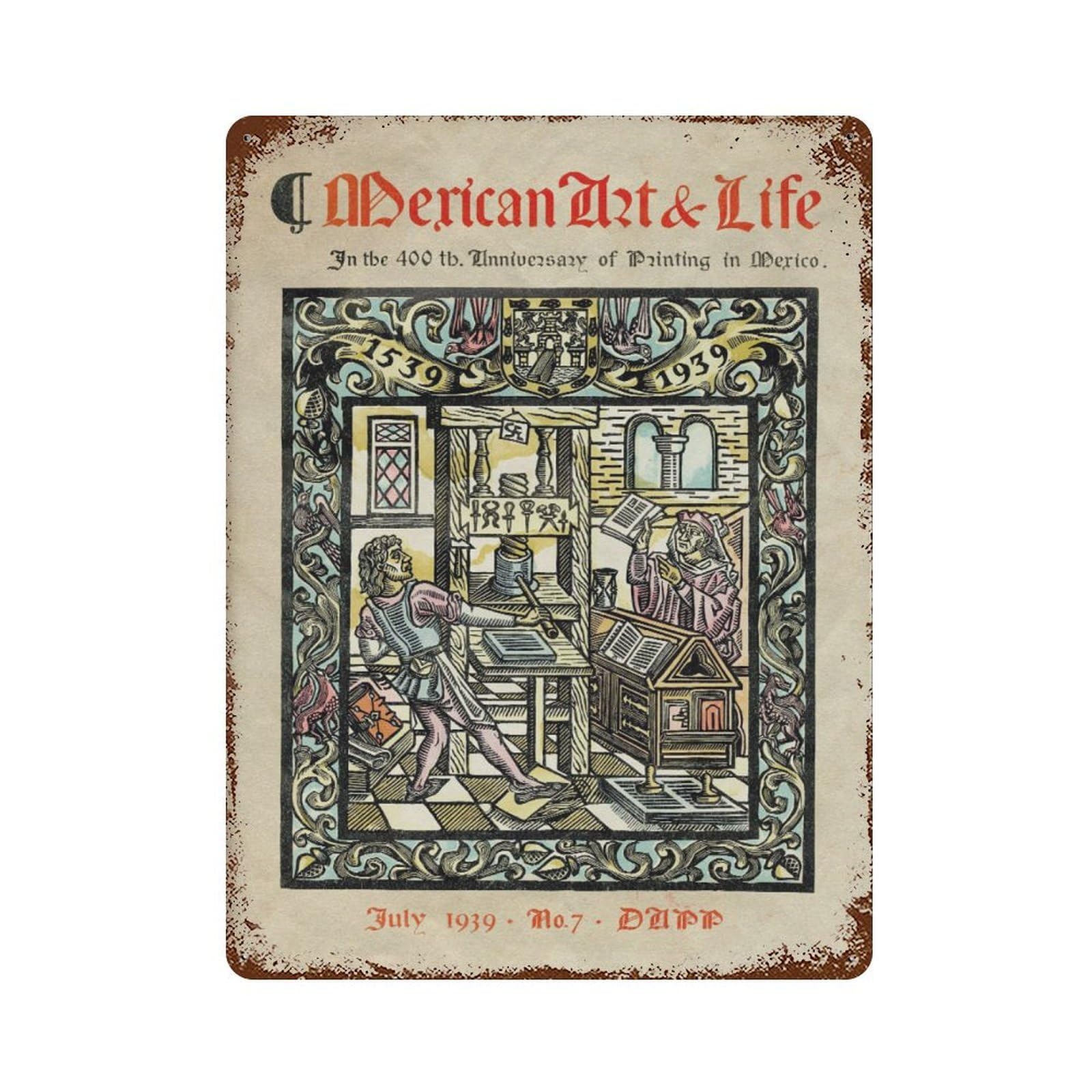 xiaoxiaoshen Mexican & Life Magazine Cover, 1939 Vintage Wall Decor Art Metal Tin Poster Modern Home Decor Art Home Bar Shop Decorations Vintage Sign 40x30cm