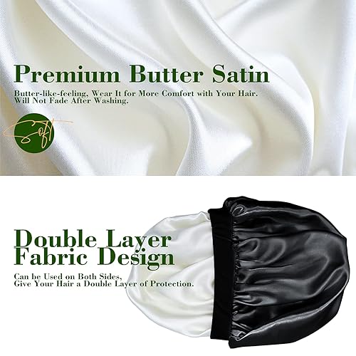 Miniatura 6 de Gorro de satén de seda para dormir, gorro de seda para dormir, gorro para dormir para mujeres, gorro de pelo rizado natural trenzado para hombres,