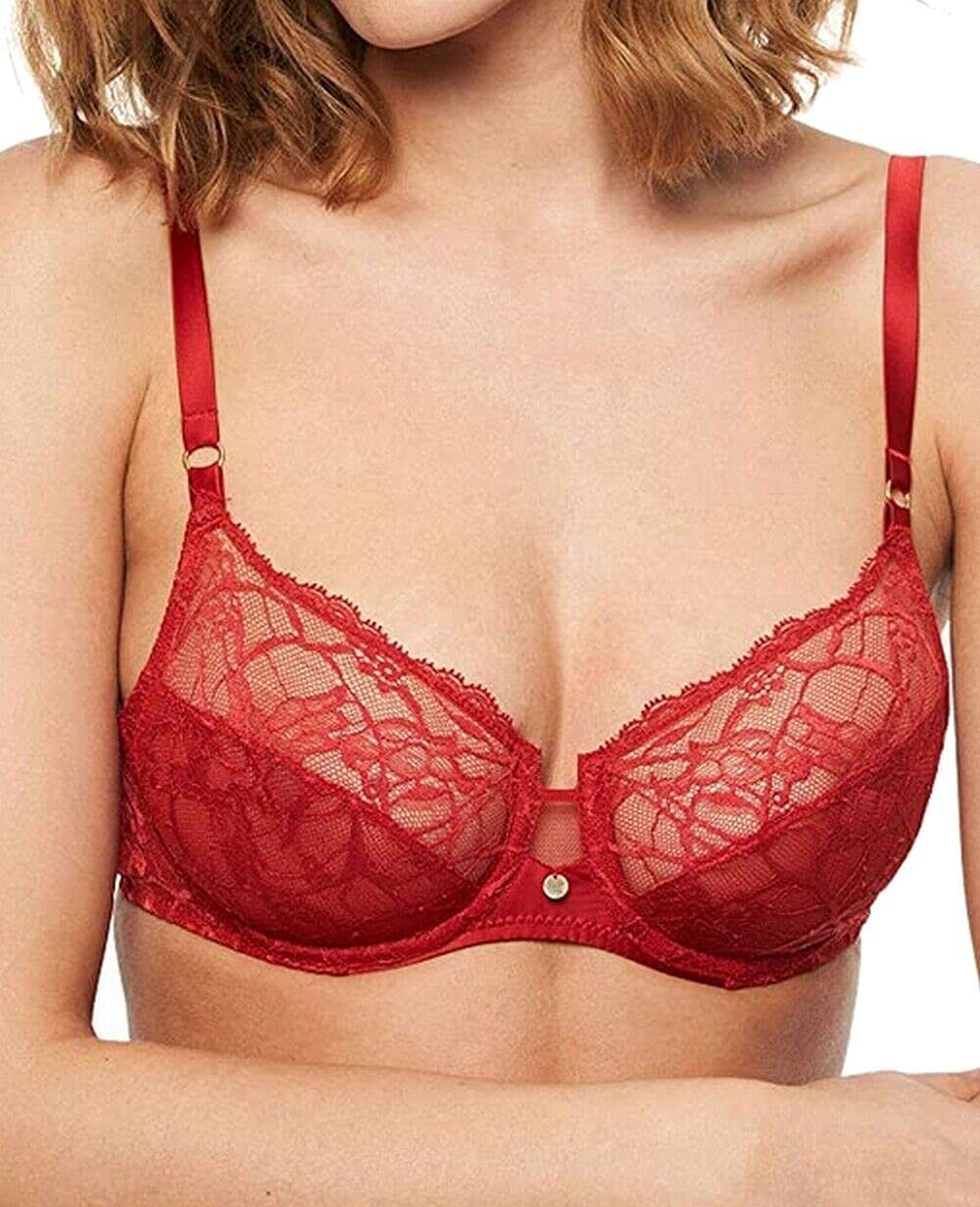 Chantelle DE Women's Segur Non-padded wired Bra, Red (Scarlet 5W), 32DD (Manufacturer size: 70E)