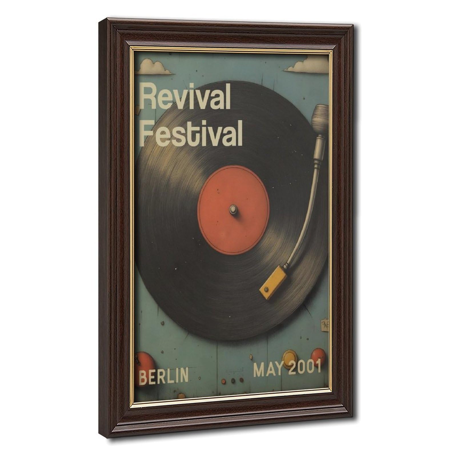 Vinyl Revival, poster musicale su tela, decorazione per camera da letto, ufficio, stanza, regalo, 40,6 cm L x 61 cm W