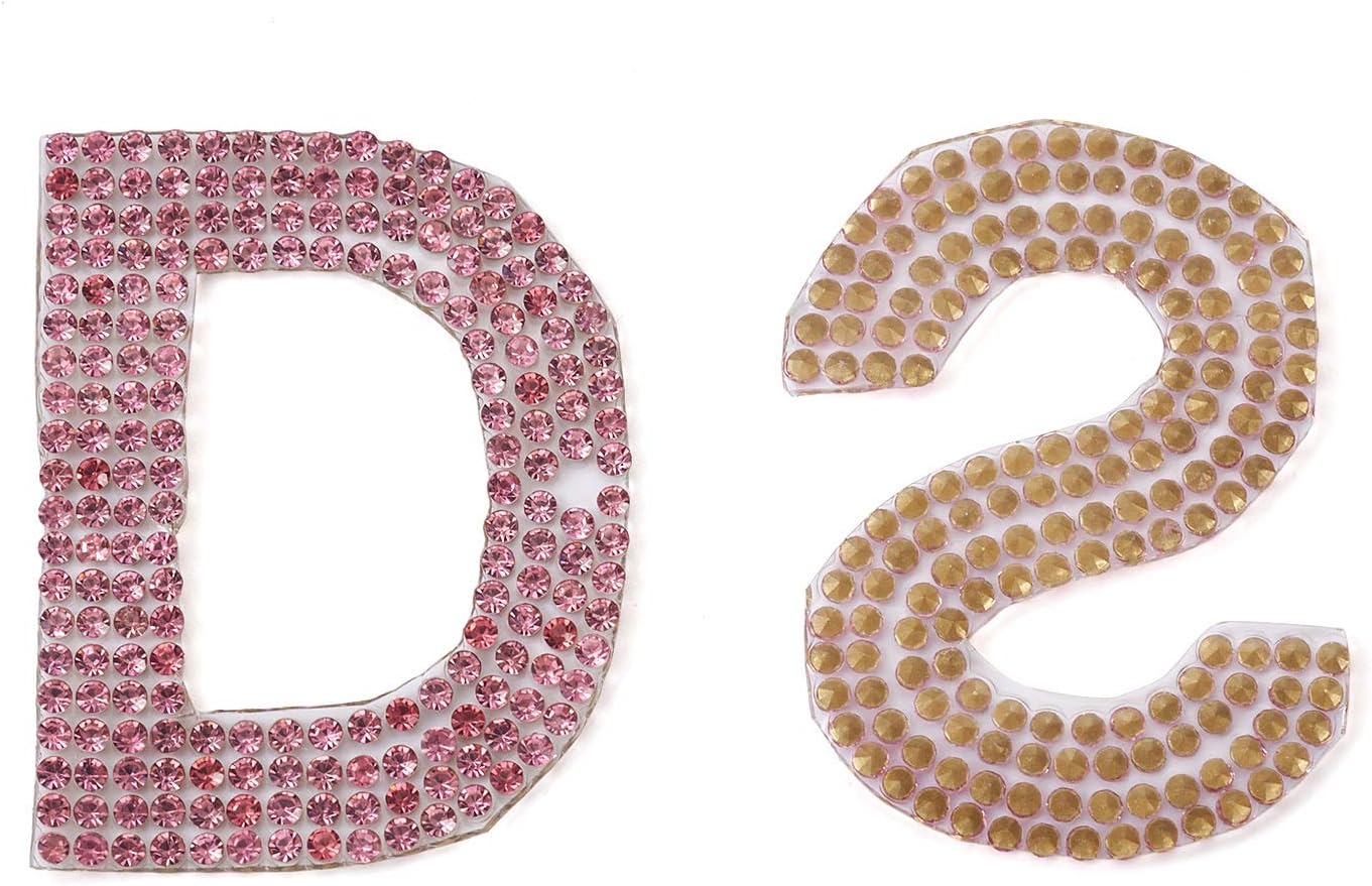Craftdady 52pcs Glitter Rhinestone Alphabet A-Z Letter Patches Hotfix Alphabetic Iron on Stickers Clothing Accessories Pink for DIY Crafts Garment Hats Shoes Decoration